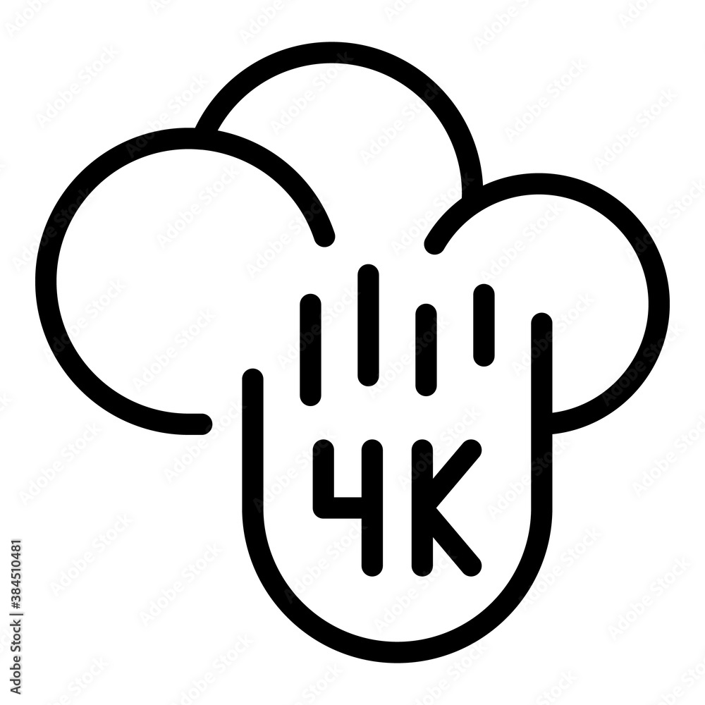Poster data cloud 4k stream icon. outline data cloud 4k stream vector icon for web design isolated on white