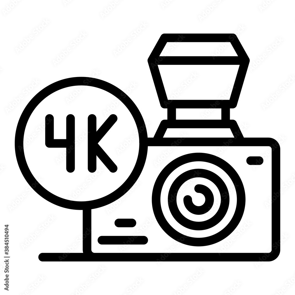Poster camera 4k stream icon. outline camera 4k stream vector icon for web design isolated on white backgro