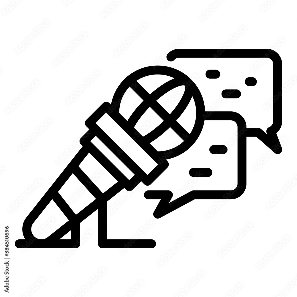 Poster reporter microphone stream icon. outline reporter microphone stream vector icon for web design isola