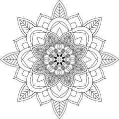 Easy Mandala coloring book simple and basic for beginners, seniors and children. Set of Mehndi flower pattern for Henna drawing and tattoo. Decoration in ethnic oriental, Indian style.