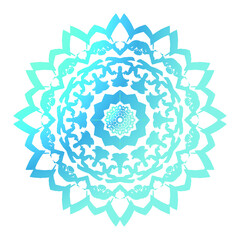 Flower Mandala Decorative Blue Green Gradient Background Design Shape for style for Wedding card, book cover,print, poster, cover, brochure, flyer, banner