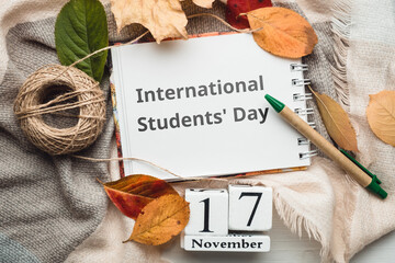 International Students Day of autumn month calendar November