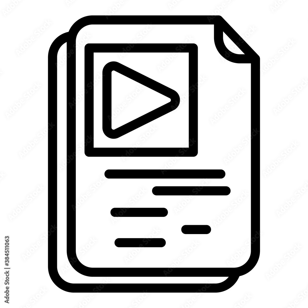 Poster video stream documents icon. outline video stream documents vector icon for web design isolated on w