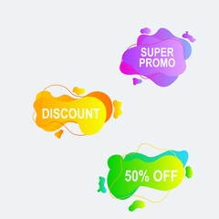 set of colorful bubbles for promotion and advertisement with abstract liquid shape