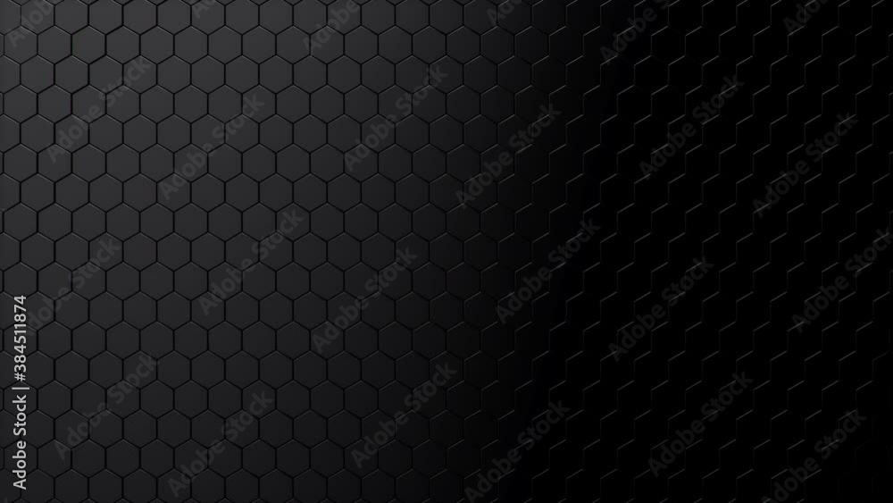 Poster animation appearance and disappearance of white geometric hexagonal. surface polygon pattern honeyco