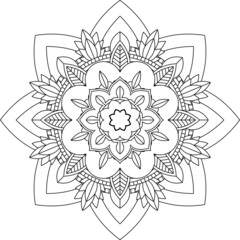 Easy Mandala coloring book simple and basic for beginners, seniors and children. Set of Mehndi flower pattern for Henna drawing and tattoo. Decoration in ethnic oriental, Indian style.
