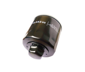 car oil filter isolated on white background, copy space.