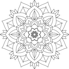 Easy Mandala coloring book simple and basic for beginners, seniors and children. Set of Mehndi flower pattern for Henna drawing and tattoo. Decoration in ethnic oriental, Indian style.