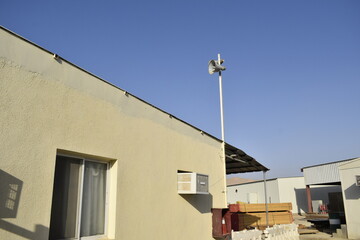 Industrial warehouse construction and interior and outdoor view of the roof ceiling structure. Muscat, Oman