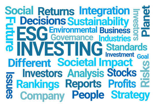 ESG Investing Word Cloud on White Background