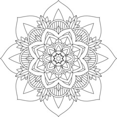 Easy Mandala coloring book simple and basic for beginners, seniors and children. Set of Mehndi flower pattern for Henna drawing and tattoo. Decoration in ethnic oriental, Indian style.