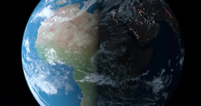 Day in night in Africa continent in planet earth