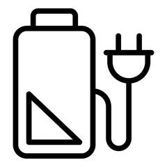 Low battery charger icon. Outline low battery charger vector icon for web design isolated on white background