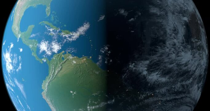 Day in night in America continent in planet earth