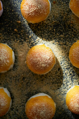 Fresh out of the oven delicious egg yolk pastry, in the room

