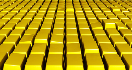 Fototapeta premium Render with curved wall of gold bars