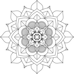 Easy Mandala coloring book simple and basic for beginners, seniors and children. Set of Mehndi flower pattern for Henna drawing and tattoo. Decoration in ethnic oriental, Indian style.