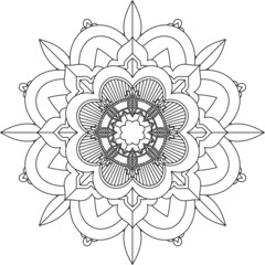 Easy Mandala coloring book simple and basic for beginners, seniors and children. Set of Mehndi flower pattern for Henna drawing and tattoo. Decoration in ethnic oriental, Indian style.