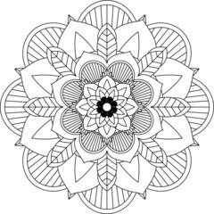 Easy Mandala coloring book simple and basic for beginners, seniors and children. Set of Mehndi flower pattern for Henna drawing and tattoo. Decoration in ethnic oriental, Indian style.