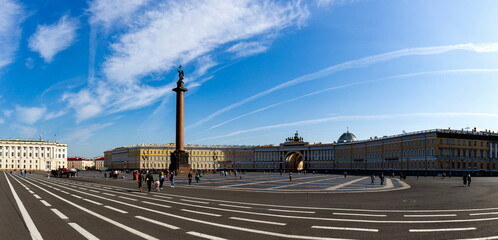 Winter Palace and Alexander Column on Palace Square in St. Petersburg. Russia.