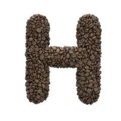 Coffee letter H - Upper-case 3d roasted beans font - suitable for Coffee, energy or insomnia related subjects