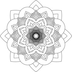 Easy Mandala coloring book simple and basic for beginners, seniors and children. Set of Mehndi flower pattern for Henna drawing and tattoo. Decoration in ethnic oriental, Indian style.