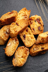 Italian almond biscuits cantuchi with dried cranberries
