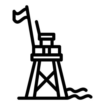Rescue beach tower icon. Outline rescue beach tower vector icon for web design isolated on white background
