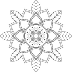 Easy Mandala coloring book simple and basic for beginners, seniors and children. Set of Mehndi flower pattern for Henna drawing and tattoo. Decoration in ethnic oriental, Indian style.