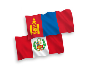 Flags of Mongolia and Peru on a white background
