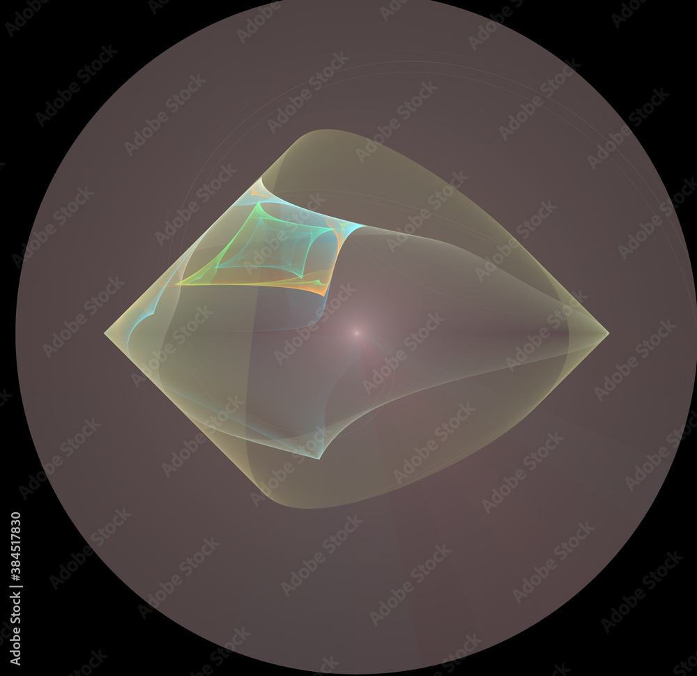 Poster 3d visualization and isolated abstract fractal on a black background. the abstract computer is gener