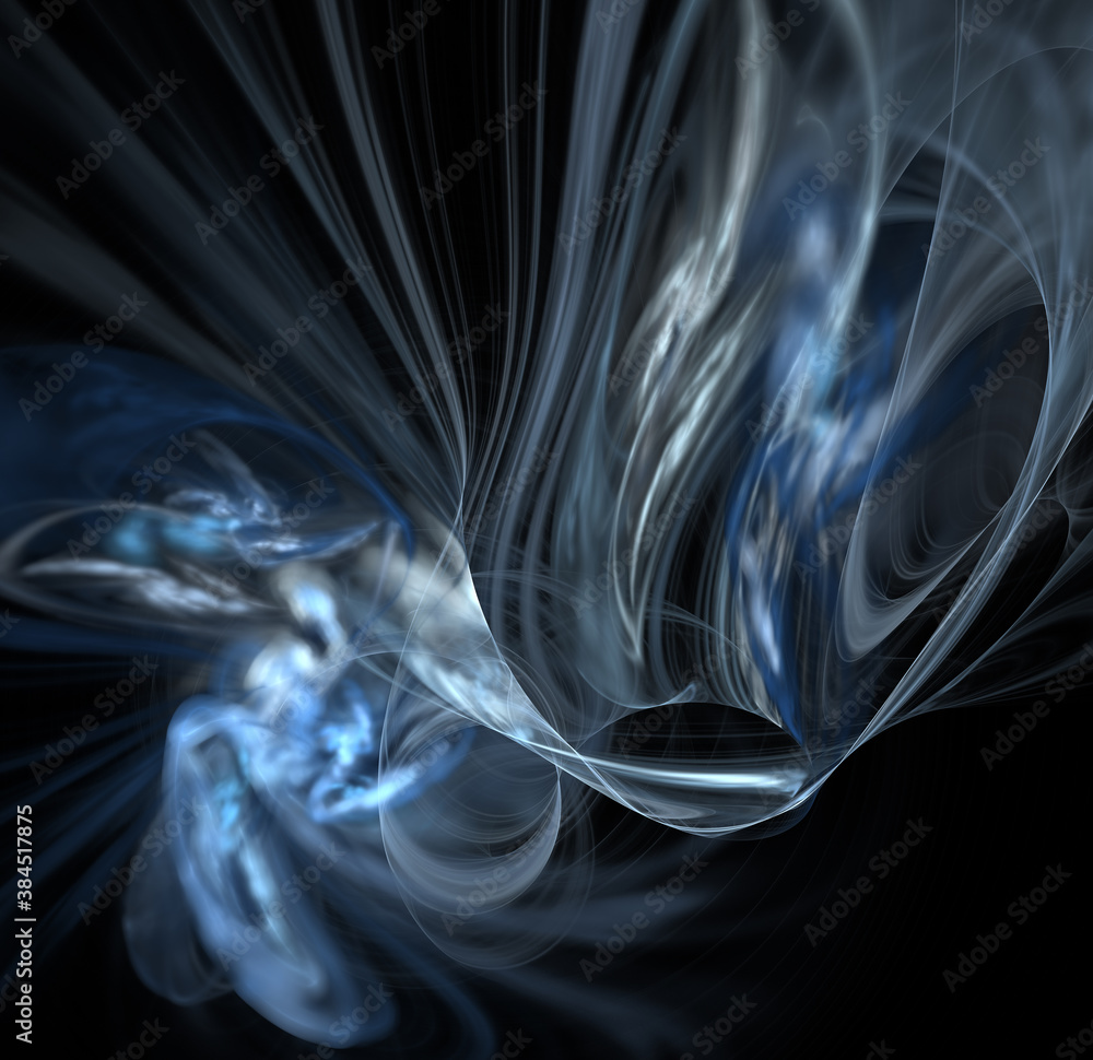 Poster 3d visualization and isolated abstract fractal on a black background. the abstract computer is gener