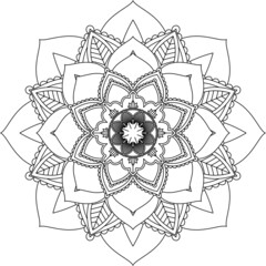 Easy Mandala coloring book simple and basic for beginners, seniors and children. Set of Mehndi flower pattern for Henna drawing and tattoo. Decoration in ethnic oriental, Indian style.