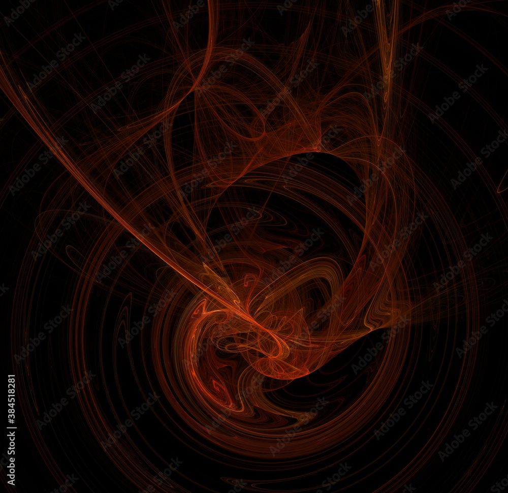 Poster 3d visualization and isolated abstract fractal on a black background. the abstract computer is gener