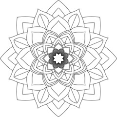 Easy Mandala coloring book simple and basic for beginners, seniors and children. Set of Mehndi flower pattern for Henna drawing and tattoo. Decoration in ethnic oriental, Indian style.