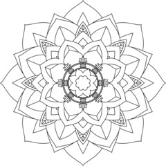 Easy Mandala coloring book simple and basic for beginners, seniors and children. Set of Mehndi flower pattern for Henna drawing and tattoo. Decoration in ethnic oriental, Indian style.