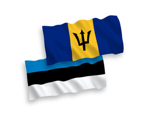 Flags of Barbados and Estonia on a white background
