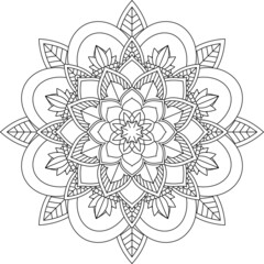 Easy Mandala coloring book simple and basic for beginners, seniors and children. Set of Mehndi flower pattern for Henna drawing and tattoo. Decoration in ethnic oriental, Indian style.