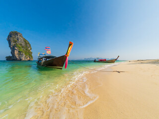 long-tail boat at Poda beach in Thailand