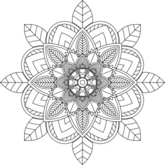 Easy Mandala coloring book simple and basic for beginners, seniors and children. Set of Mehndi flower pattern for Henna drawing and tattoo. Decoration in ethnic oriental, Indian style.
