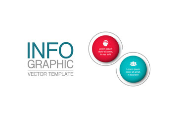 Vector infographic template, 2 steps or options. Data presentation, business concept design for web, brochure, diagram.