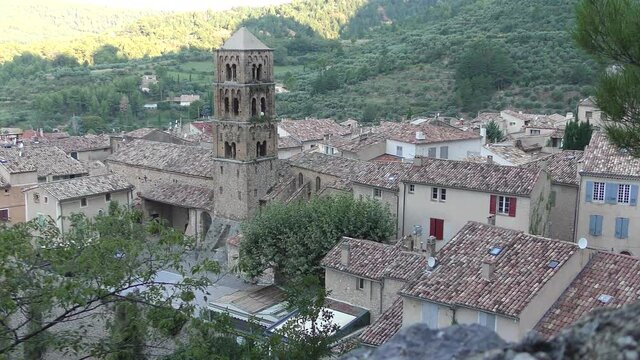 view on the village Moustiers-Sainte-Marie. Provence, France