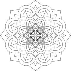 Easy Mandala coloring book simple and basic for beginners, seniors and children. Set of Mehndi flower pattern for Henna drawing and tattoo. Decoration in ethnic oriental, Indian style.