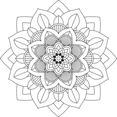 Easy Mandala coloring book simple and basic for beginners, seniors and children. Set of Mehndi flower pattern for Henna drawing and tattoo. Decoration in ethnic oriental, Indian style.