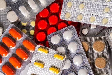 Many different colorful medication and pills