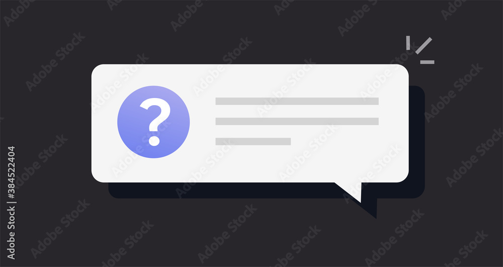 Poster question box, request notice notification chat bubble speech vector flat cartoon symbol, problem ask