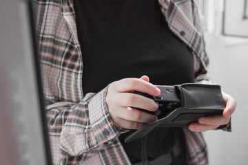 businessman holding a mobile phone