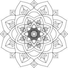 Easy Mandala coloring book simple and basic for beginners, seniors and children. Set of Mehndi flower pattern for Henna drawing and tattoo. Decoration in ethnic oriental, Indian style.