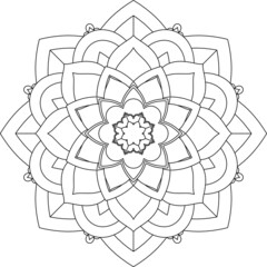 Easy Mandala coloring book simple and basic for beginners, seniors and children. Set of Mehndi flower pattern for Henna drawing and tattoo. Decoration in ethnic oriental, Indian style.