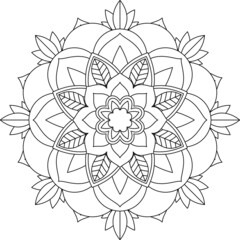 Easy Mandala coloring book simple and basic for beginners, seniors and children. Set of Mehndi flower pattern for Henna drawing and tattoo. Decoration in ethnic oriental, Indian style.